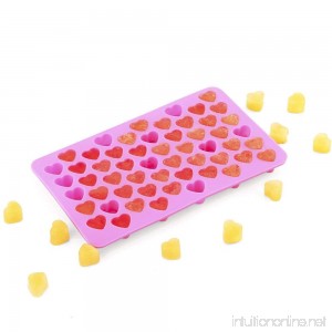 55 Mini Hearts Shape Silicone Molds for Ice Cube Tray Candy Chocolate Cookie DIY Backing Tool- Food Grade Silicone BPA Free for Dog Kid Lover - B071WNTK47